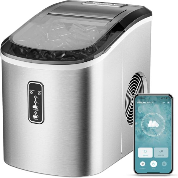 7986840054854156824e3072014ac383 Nugget Ice Maker Countertop with Handle, Ready in 6 Mins, 34lbs Per Day, Removable Top Cover, Auto-Cleaning, Portable Sonic Ice Maker with Basket and Scoop, for Home/Party/RV/Camping (Black)