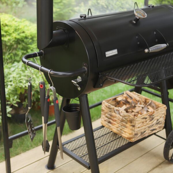 79a8f8e7d11041579ebada0ce69ddb6c 941 Sq.in. Overlarge BBQ Charcoal Grill with Offset Smoker, Black