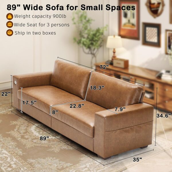 79c90c634d5e4b24b94ddd174b080682 89" Sofa for Living Room, Modern Comfy Sofa with Medium Firm Seat Cushion, Removable Cover,Wide Armrest,USB/Type-C Port,Chenille Fabric Couches for Small Space,Apartment