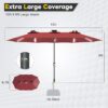 15ft Patio Umbrella with Solar Lights, Large Double Umbrella Outdoor, Rectangle 180''x106'' Umbrellas with 156 PCS LED Lights and Crank Handle for Backyard Deck Pool Shade in Black(1.9" Pole)