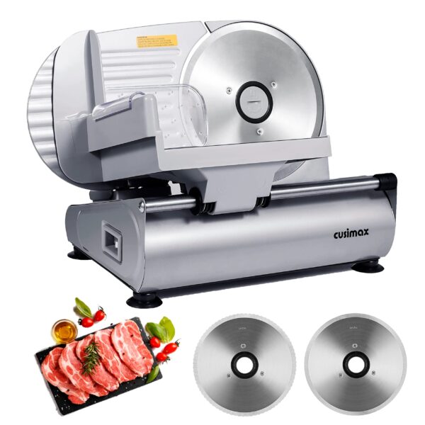 7a7507189fbf4c7e8fa9d1192b3884ef CUSIMAX Electric Deli Food Slicer with Two Stainless Steel Blades