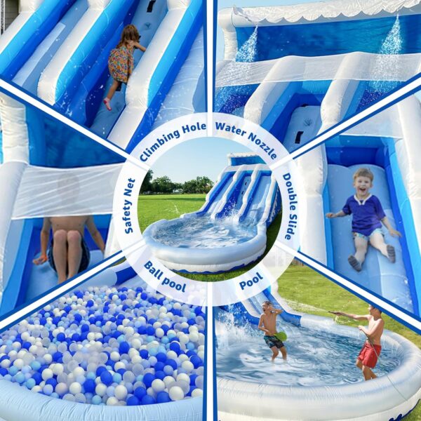 7a81e5639dbe465ca7eb43384a051823 Large Inflatable Water Slide Swimming Pool Play Center, Commercial Grade Lightweight Premium Water Slide Bounce House 20.6x9.5x9.3Ft for Kids and Adults (with Blower)