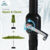 15ft Double Sided Patio Umbrella with Solar Lights, Outdoor Large Umbrellas with Crank Handle and 36 LED Lights, Rectangular Market Umbrella with Base Included for Deck Pool Shade