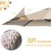15ft Patio Umbrella with Solar Lights, Large Double Umbrella Outdoor, Rectangle 180''x106'' Umbrellas with 156 PCS LED Lights and Crank Handle for Backyard Deck Pool Shade in Black(1.9" Pole)