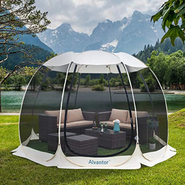 Alvantor Screen House Room Camping Tent Outdoor Canopy Dining Gazebo Pop Up Sun Shade Shelter 10 Mesh Walls Not Waterproof Beige 15'x15'