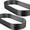2Pcs Galvanized Raised Garden Bed Kit, 10×4×1ft Galvanized Planter Raised Garden Boxes Outdoor, Oval Large Metal Raised Garden Beds for Vegetables…………