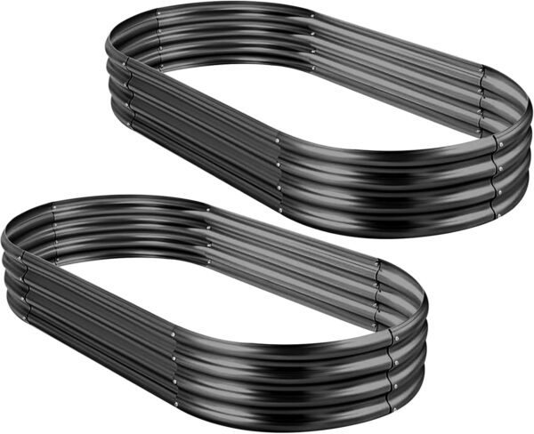 7c049f0068b74cb79d503b08c2f6389e 2Pcs Galvanized Raised Garden Bed Kit, 10×4×1ft Galvanized Planter Raised Garden Boxes Outdoor, Oval Large Metal Raised Garden Beds for Vegetables…………