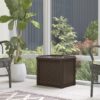 Suncast 22 Gallon Outdoor Resin Wicker Deck Storage Box with Seat, Java Brown