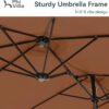 15ft Patio Umbrella Double-Sided Outdoor Market Extra Large Umbrella with Crank, Umbrella Base Included (Dark Red)