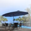 15ft Patio Umbrella with Solar Lights, Large Double Umbrella Outdoor, Rectangle 180''x106'' Umbrellas with 156 PCS LED Lights and Crank Handle for Backyard Deck Pool Shade in Black(1.9" Pole)