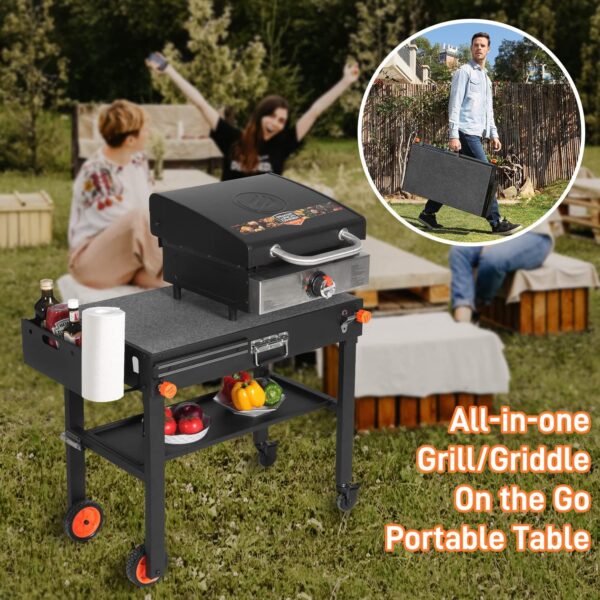 7d52aee7c95645908e8b39c8cdca567d Portable Outdoor Grill Table, Folding Grill Cart Solid and Sturdy, Blackstone Griddle Stand Large Space, Blackstone Table with Paper Towel Holder, Grill Stand for Blackstone Griddle, Ninja Grills etc