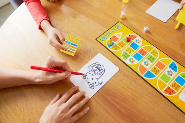 Pictionary Board Game, Drawing Game for Kids, Adults & Game Night with Dry Erase Markers & Boards