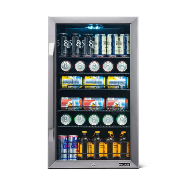 7de0b8ea69c846a5b3e6a9b4f329431f Newair 126 Can Beverage Refrigerator Cooler, Freestanding Mini Fridge with SplitShelf in Stainless Steel for Home, Office or Bar