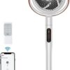 Dreo Pedestal Fan with Remote, PolyFan 513S, 43'' Quiet Standing Fan for Home Bedroom, 120°+105° Smart Oscillating Floor Fans with Wi-Fi/Voice Control, Works with Alexa/Google, 6 Modes, 8 Speeds,Grey