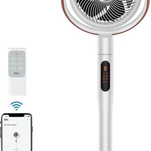 Dreo Pedestal Fan with Remote, PolyFan 513S, 43'' Quiet Standing Fan for Home Bedroom, 120°+105° Smart Oscillating Floor Fans with Wi-Fi/Voice Control, Works with Alexa/Google, 6 Modes, 8 Speeds,Grey
