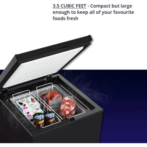 7df0bd409f124d7d96e5c4f6a780f029 Chest Freezer – 3.5 Cu Ft with 2 Removable Baskets – Reach In Freezer Chest – Quiet Compact Freezer – 7 Temperature Settings – Black