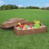 Step2 Play and Store Kids Plastic Sandbox with Cover, Brown