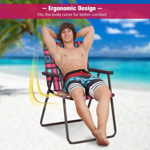 7f0b71158f6843269b65f5c21d37c147 Canddidliike 6 Pieces Folding Beach Chair Camping Lawn Webbing Chair-Red, Folding Aluminum Webbed Lawn Chairs with Detachable Cup Holder
