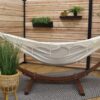 Vivere Double Cotton Hammock with Solid Pine Stand- Natural