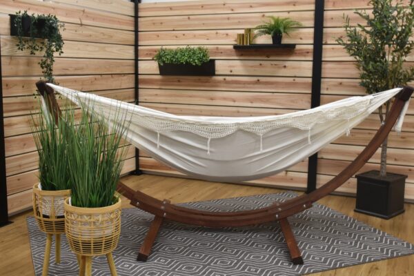 7f221c924eab48c1a0d9aecc31c67c9c Vivere Double Cotton Hammock with Solid Pine Stand- Natural