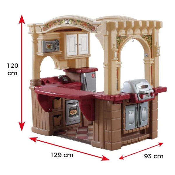 Step2 Grand Walk-in Kitchen Plastic Play Kitchen and Kid Grill, Brown
