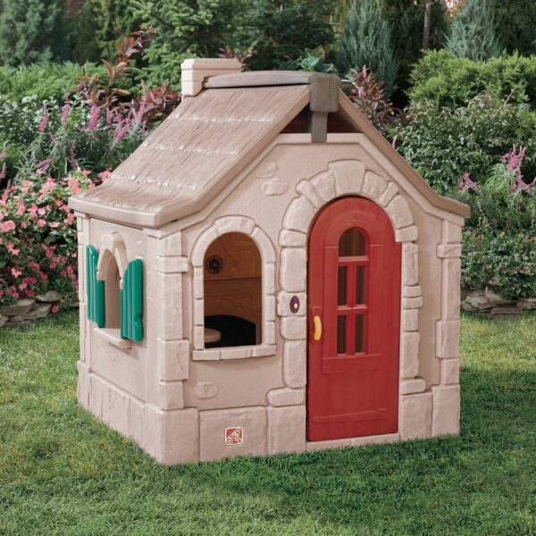 Step2 Naturally Playful Storybook Cottage Toddler Outdoor Playhouse for Kid, Brown