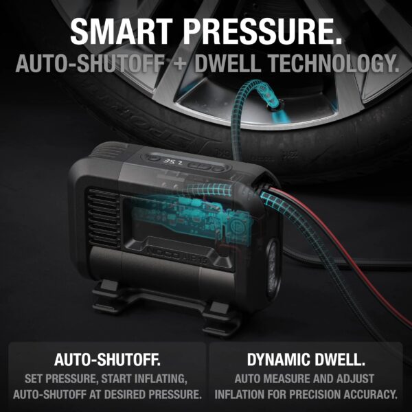 7f6c6171649e4d21bece2a3cf4dfc87d UltraFast 15A Tire Inflator, 12V Portable Air Compressor Pump, Rated at 80 PSI, Inflates Tires from 0-40 PSI in 2.9 Minutes with a Digital Gauge, Smart Pressure and Auto-Shutoff