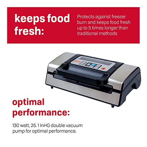 7fdfc671b11a497f982d27fdcbe8d287 Nesco Deluxe Food VS-12 Vacuum Sealer, 130 Watts, Kit Bags & Viewing Lid