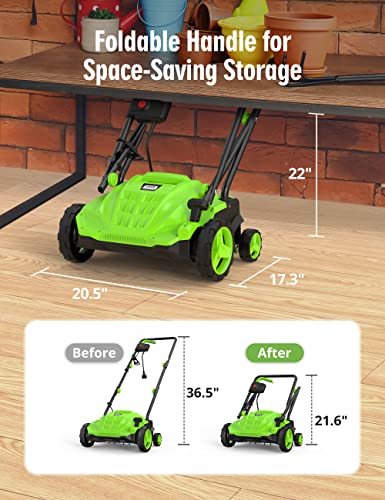 800d8f90aa534148a370255756c37af6 SWIPESMITH 13-Inch 12 Amp Electric Dethatcher Scarifier with Foldable Handle, 2-in-1 Lawn Dethatcher