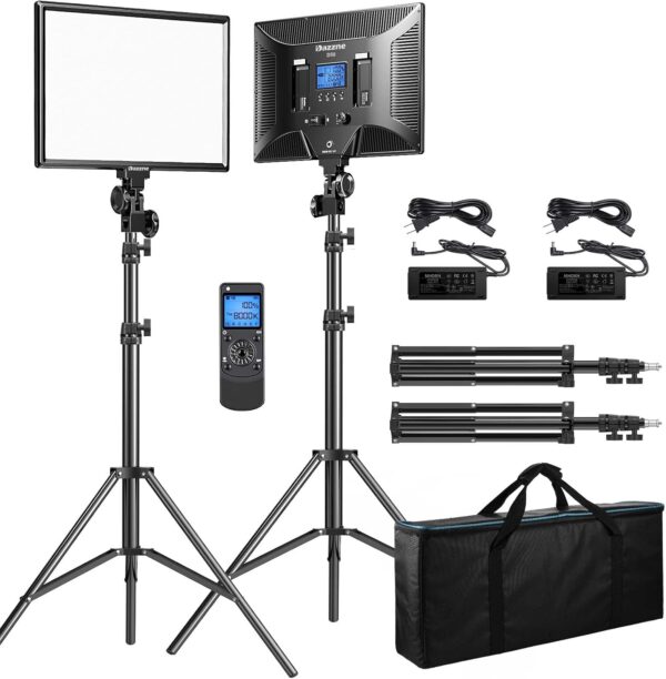 802b57ce594144a089f1d9fc1e60546b D50 LED Video Light Panel Lights 15.4", 2 Packs 45W 3000K-8000K Bi-Color Dimmable Photography Lighting, CRI 96+ Videography Lighting for Video Shooting/Gaming/Live Stream/Studio/Film