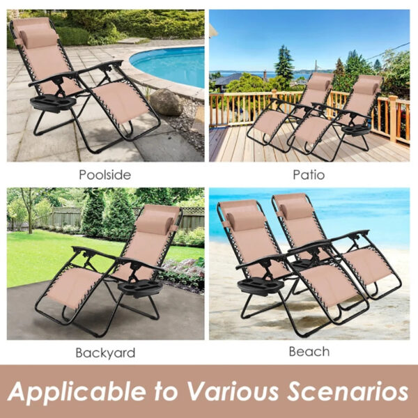 80c6b1678a77413db6241caf3ab95bf5 Resenkos Outdoor Folding Zero Gravity Reclining Lounge Chair with Utility Tray-Beige, Zero Gravity Lawn Lounge Chairs with Cup Holder, Reclining Folding Outdoor Chairs for Deck, Beach, Yard