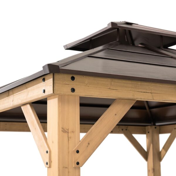 80f68d8b3ffd4784b3cfb04c88f10a21 10 ft. x 10 ft. Cedar Framed Gazebo with Steel 2-Tier Hip Roof Hardtop