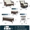 Outdoor Swivel Rocker Patio Chairs with 6-Inch Thick Cushions and Side Table, 3PCS High Back Wicker Patio Furniture Set for Porch, Balcony, Deck and Yard in Blue