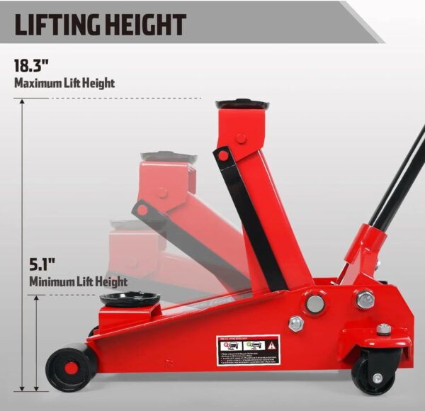 826cedbf402746ceab04d4de0adcb9a5 3 Ton Hydraulic Floor Jack with Quick Lift Pump Car Jack, (6,000 lb) Capacity,Red,W83025
