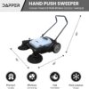 Walk-Behind Outdoor Hand Push Floor Sweeper - 5.25 Gallon Capacity - 25.5" Sweeping Width - Sweeps up to 27,900 ft² / Hour, Grey