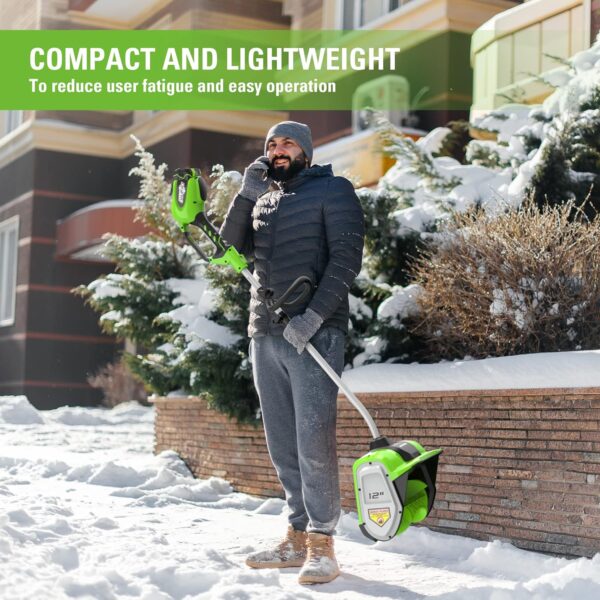 82cd50a76a0644bbbe2e705eef36f532 12-inch cordless snow shovel, includes 4.0Ah battery and charger