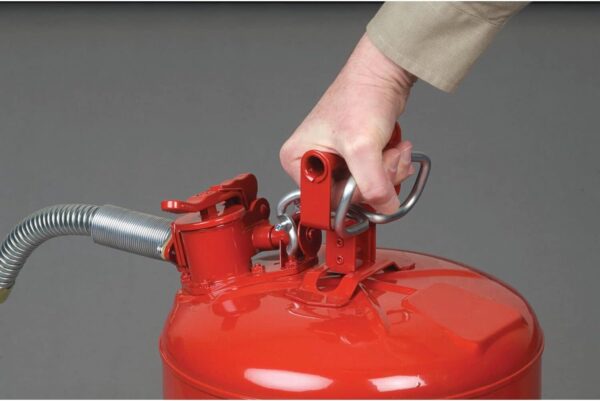 831dd11b73174d58ac1c1b4680a3c555 5-Gallon Type II Red Safety Gas Can – OSHA-Approved Steel Fuel Container with Flame Arrester, Self-Closing Lid & 1" Flexible Spout (7250130)