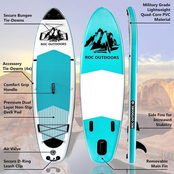 83369c922a2d4f6fa856ba9df716a3b2 Roc Inflatable Stand Up Paddle Boards 10 ft 6 in with Premium SUP Paddle Board Accessories, Wide Stable Design, Non-Slip Comfort Deck for Youth & Adults