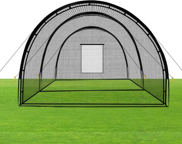 841b6c4aeb4f4e84b0bc69d26c6215b0 Baseball Batting Cage Net Batting Cages for Backyard Portable Baseball and Softball Batting Cages with Pitching Machine Hole and Detachable Door for Backyard Outdoor Hitting Practice