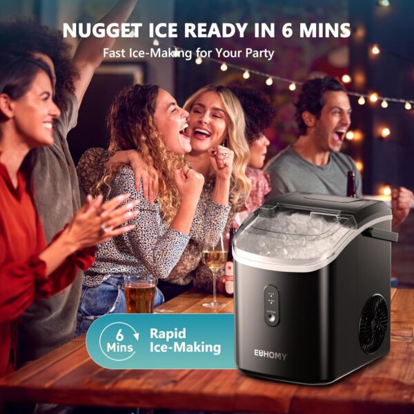 8442c768a97c4c3eadaec0963b4194b5 Nugget Ice Maker Countertop with Handle, Ready in 6 Mins, 34lbs Per Day, Removable Top Cover, Auto-Cleaning, Portable Sonic Ice Maker with Basket and Scoop, for Home/Party/RV/Camping (Black)
