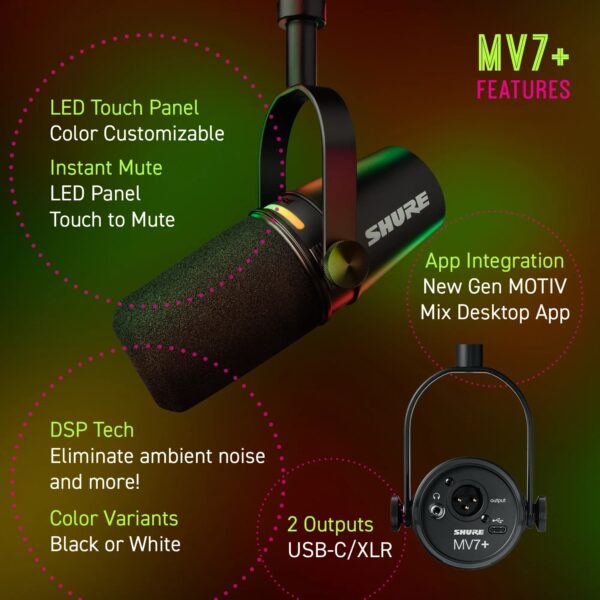 Shure - MV7+ USB-C/XLR Dynamic Podcast Microphone