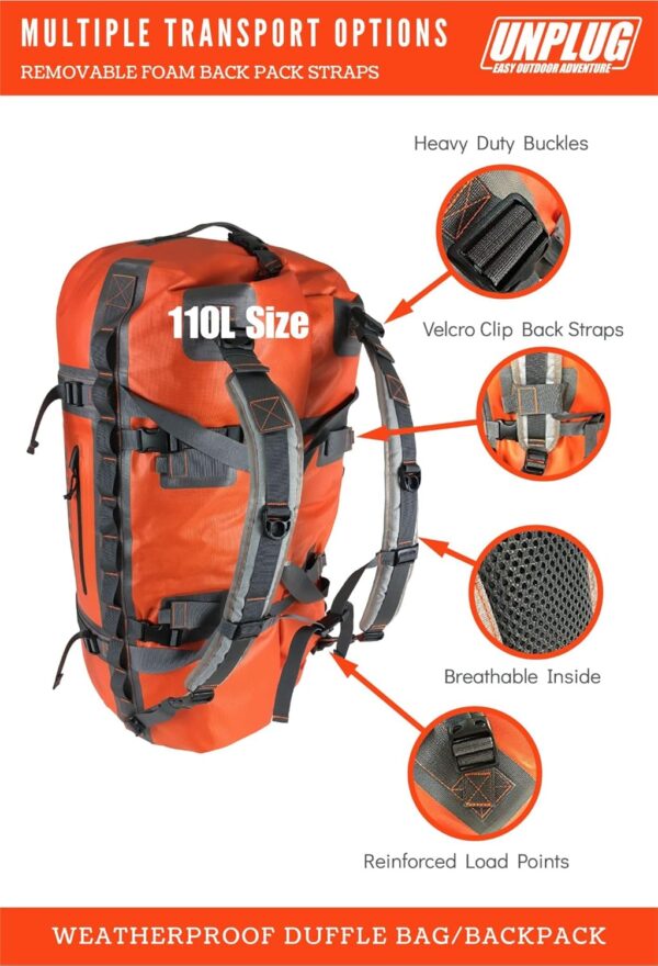 84607ac75b764a2ba4649b63685999cc UNPLUG Ultimate Adventure Bag -1680D Heavy Duty Waterproof Travel Duffel Bags for Camping, Motorcycle Dry Bag, Waterproof Bags for Boating, Waterproof Duffle Backpack,Tactical Duffle Bag