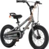 Royalbaby Freestyle 7 Kids Bike Toddlers 14 Inch Wheel Dual Handbrakes Bicycle Beginners Boys Girls Ages 3-5 Years, Kickstand and Water Bottle Included, Gray
