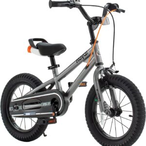 Royalbaby Freestyle 7 Kids Bike Toddlers 14 Inch Wheel Dual Handbrakes Bicycle Beginners Boys Girls Ages 3-5 Years, Kickstand and Water Bottle Included, Gray
