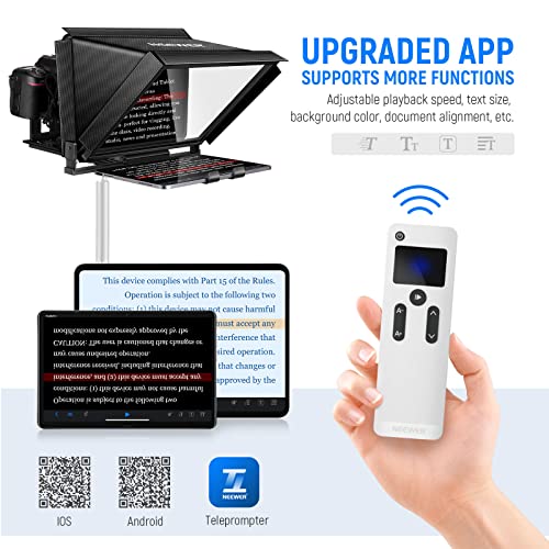 84dc33add2fb4a41a7b5919a99233deb Neewer X12 Aluminum Alloy Teleprompter for iPad Tablet Smartphone DSLR Cameras with Remote Control