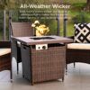 Best Choice Products 28in Propane Gas Fire Pit Table 50,000 BTU Outdoor Wicker w/ Glass Beads, Tank Holder Brown