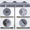 15ft Patio Umbrella with Solar Lights, Large Double Umbrella Outdoor, Rectangle 180''x106'' Umbrellas with 156 PCS LED Lights and Crank Handle for Backyard Deck Pool Shade in Black(1.9" Pole)