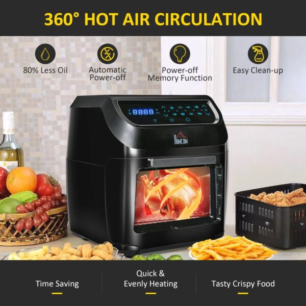 85e6a368b0e545a585aaa650bb0a7523 12QT Air Fryer Oven Combo, 8-in-1, 1700W, LED Display, Black, Includes Accessories