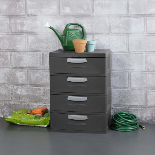 86f72c3dacae4689b0571382761b4237 Sterilite 4 Drawer Plastic Storage Unit, Flat Gray, Heavy-Duty, BPA-Free