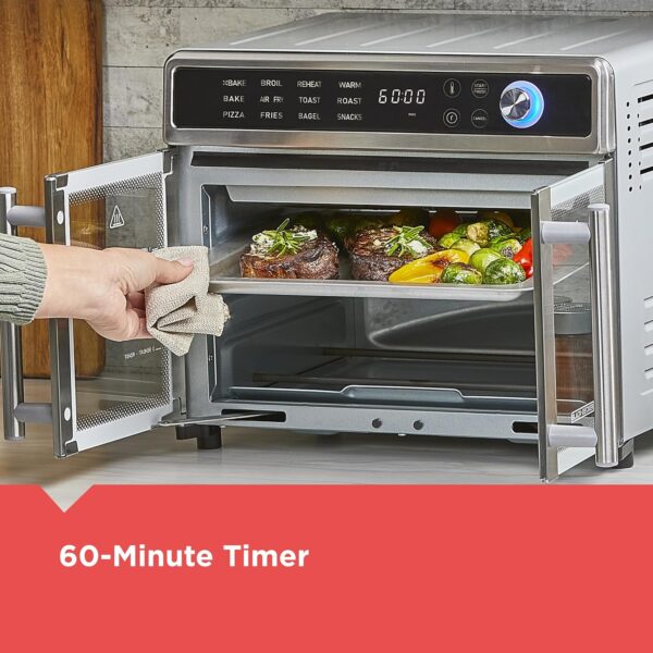 873e3f94900847cb9ff418ada0fc45e7 Crisp 'N Bake Air Fryer Toaster Oven Combo, 12 in 1 Countertop Convection Oven Cooks Food Fast, Fits a Whole Pizza or 6 Toast Slices, French Doors with Stainless Steel Finish